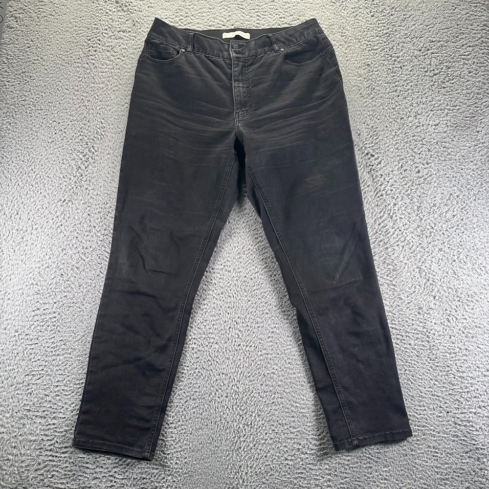 Cato Jeans Womens 14 Black Cotton Denim Straight Leg Travel Workwear Stretch